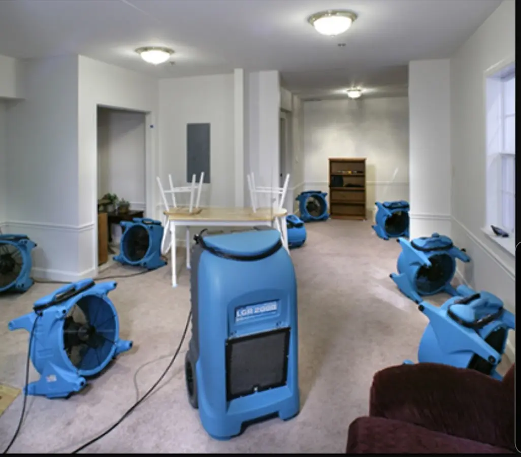 Air movers and dehumidifier setup for Water Extraction & Removal in Salem